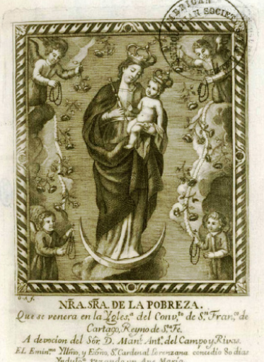Nuestra Señora de la Pobreza, 1803 Grabado de G.A. Guadalajara, México